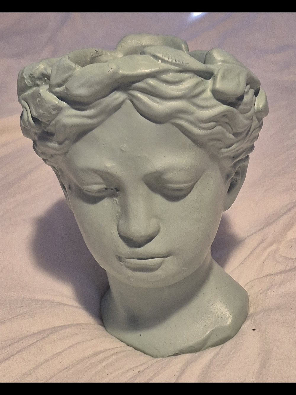 Elegant Classical Bust Planter in Sage Green Finish